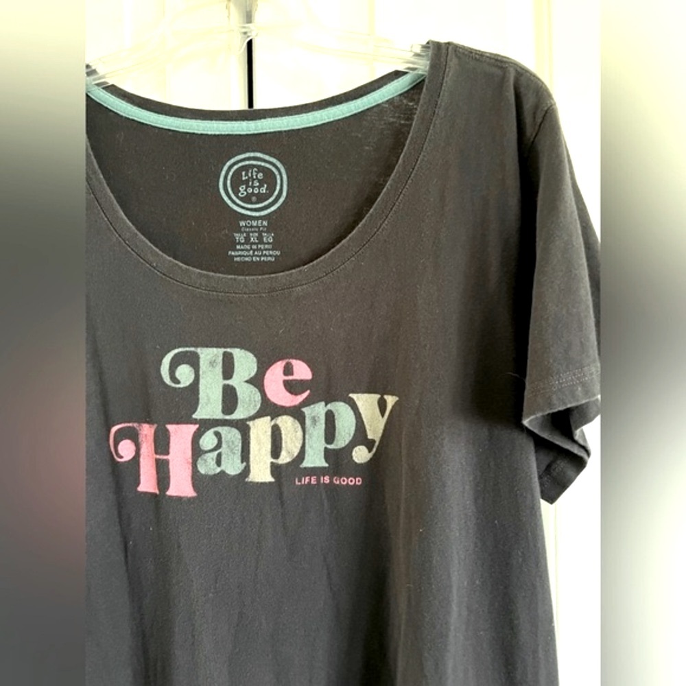 LIFE IS GOOD 🖤 Black, Short Sleeve T & Colorful “Be Happy”